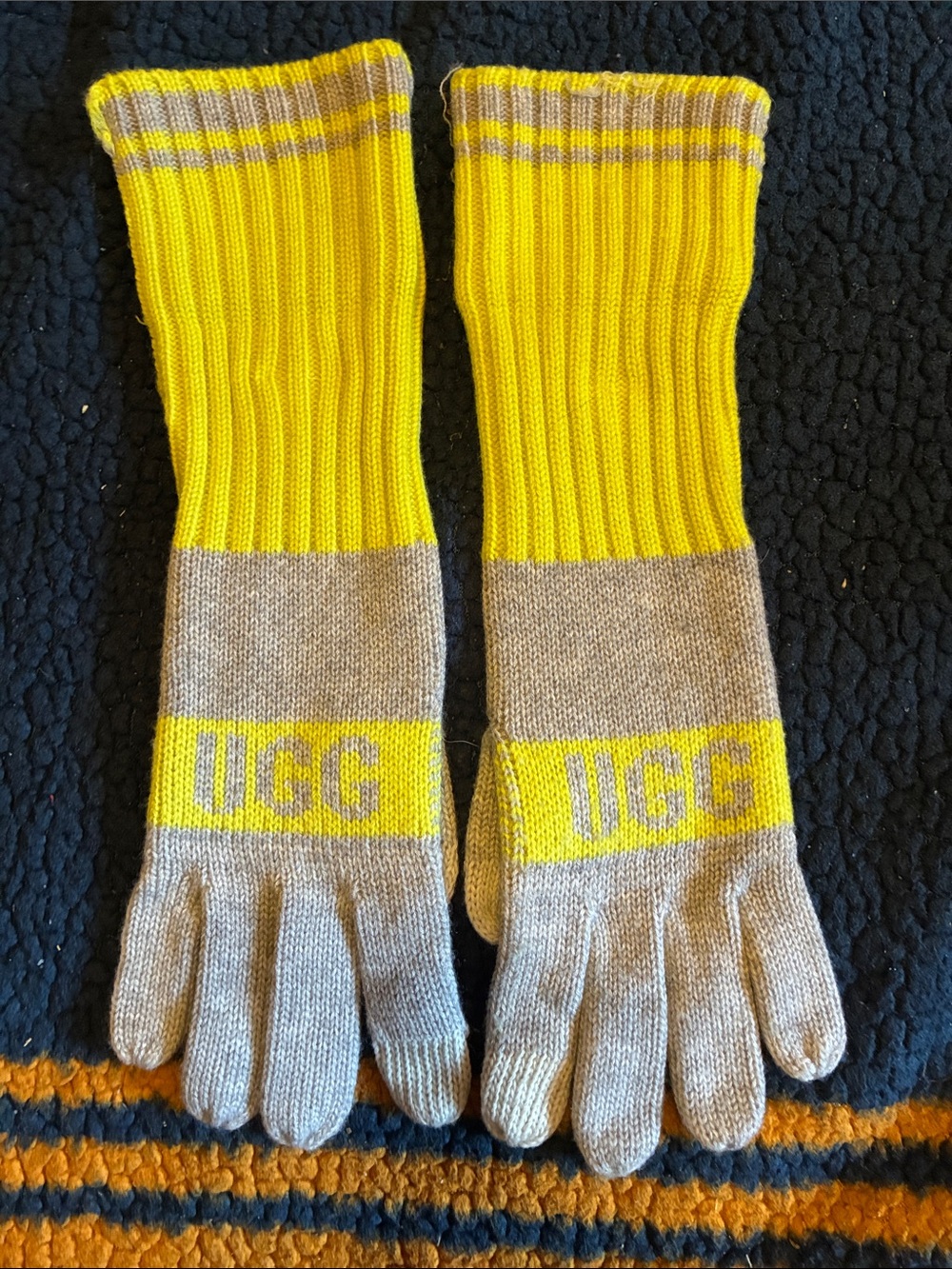 UGG women neon & Gray Ribbed Five-Finger Mittens